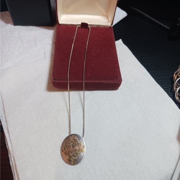 Vintage 1960s Reed & Barton Damascene Floral Necklace NWT - Picture 3 of 6